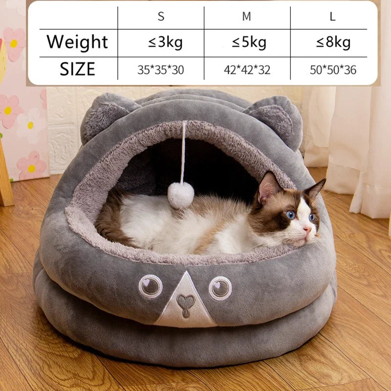 Pet Tent Cave Bed for Cat Small Dogs Self-Warming Cat Tent Bed Cat Hut Comfortable Pet Sleeping Bed Foldable Removable Washable