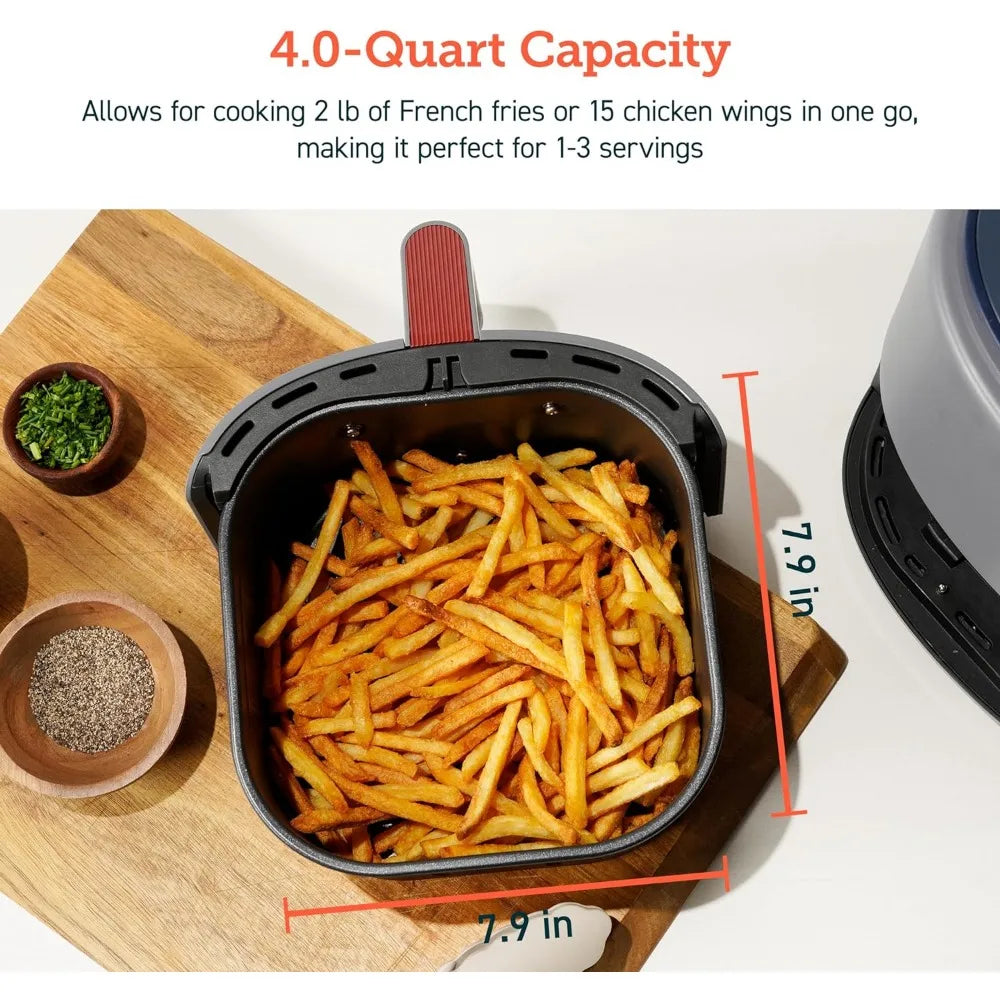 Air Fryer 4 Qt, 7 Cooking Functions Airfryer, 150+ Recipes on Free App, 97% less fat, Dishwasher-safe, Smart, Truffle Gray