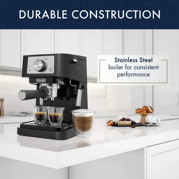 De'Longhi Stilosa Manual Espresso Machine, Latte & Cappuccino Maker, 15 Bar Pump Pressure + Milk Frother Steam Wand