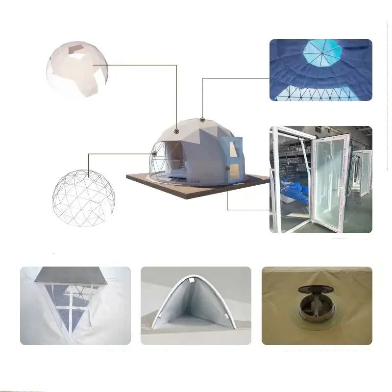 High Quality Domo Kun Hotel Tent Resort Luxury PVC Geodesic Prefabricated Foam Glamping Dome House Tent