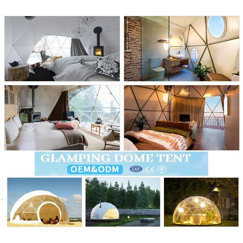 High Quality Domo Kun Hotel Tent Resort Luxury PVC Geodesic Prefabricated Foam Glamping Dome House Tent