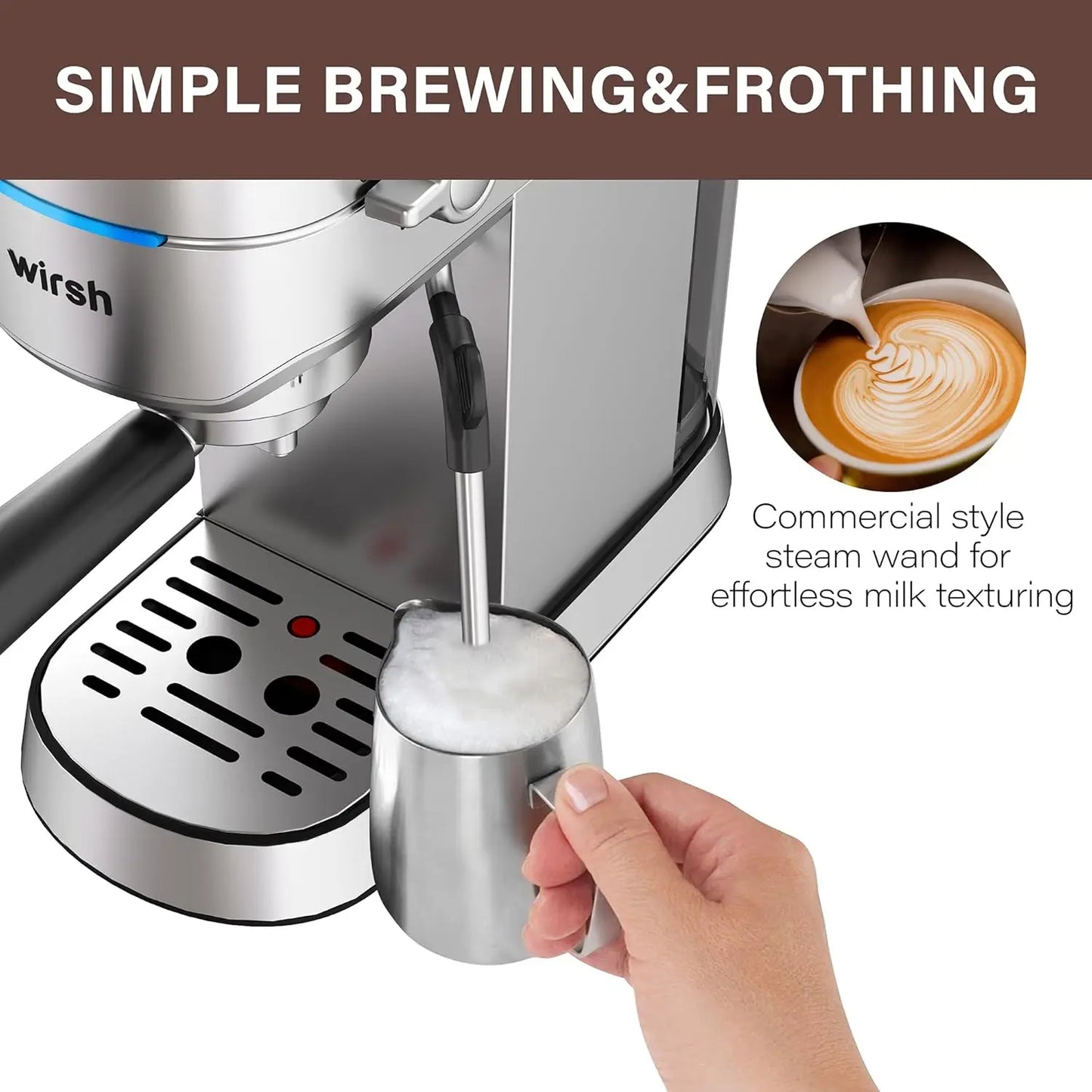 Espresso Machine,20 Bar Espresso Maker with Commercial Steamer for Latte and Cappuccino, Expresso Coffee Machine with 42 o