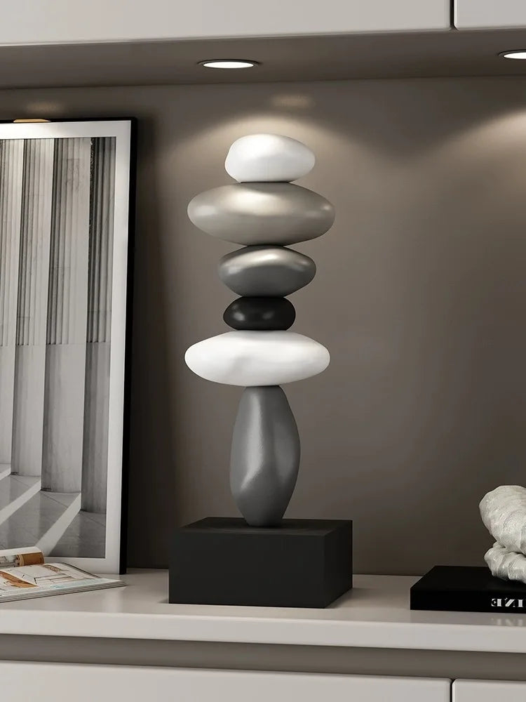 Modern Art Feng Shui Resin Sculpture Wine Cabinet Decor Living Room, Desktop Home Decoration, Stone Statue, Model Figurines, New