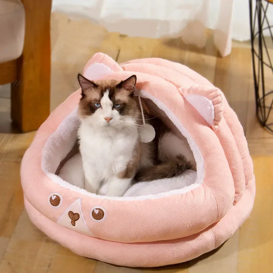 Pet Tent Cave Bed for Cat Small Dogs Self-Warming Cat Tent Bed Cat Hut Comfortable Pet Sleeping Bed Foldable Removable Washable