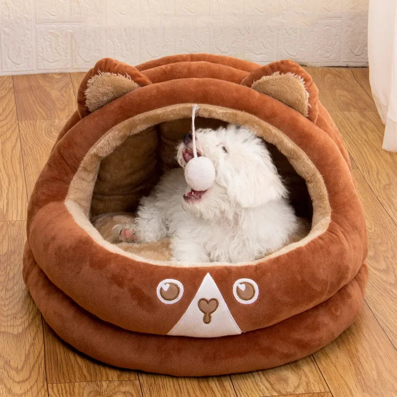 Pet Tent Cave Bed for Cat Small Dogs Self-Warming Cat Tent Bed Cat Hut Comfortable Pet Sleeping Bed Foldable Removable Washable