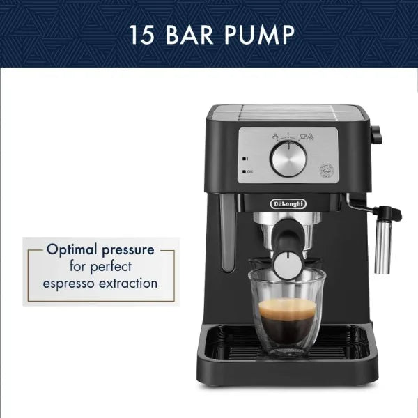 De'Longhi Stilosa Manual Espresso Machine, Latte & Cappuccino Maker, 15 Bar Pump Pressure + Milk Frother Steam Wand