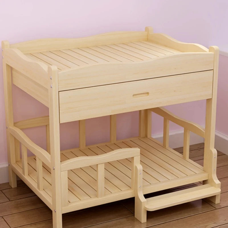 Multi Functional Dog Bed Solid Wood Pet Sleeping Quarters With Storage Rack Double Layer Teddy Puppy Bedstead Princess Cat Berth