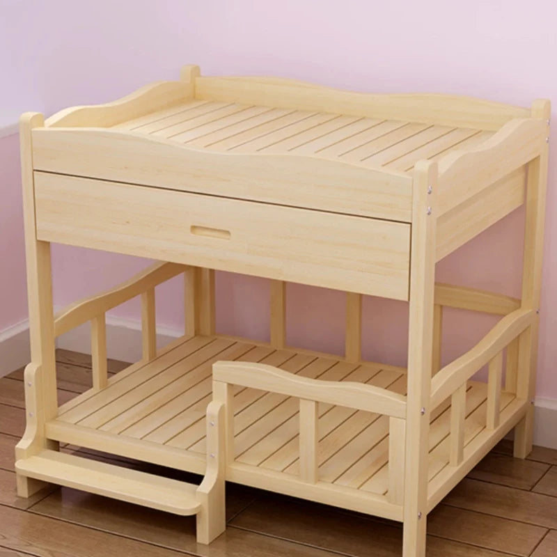 Multi Functional Dog Bed Solid Wood Pet Sleeping Quarters With Storage Rack Double Layer Teddy Puppy Bedstead Princess Cat Berth